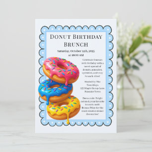 Invitation Fête d'anniversaire Brunch Crêpes & Donuts