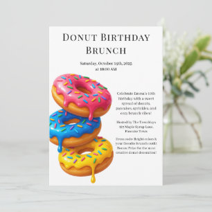 Invitation Fête d'anniversaire Brunch Crêpes & Donuts