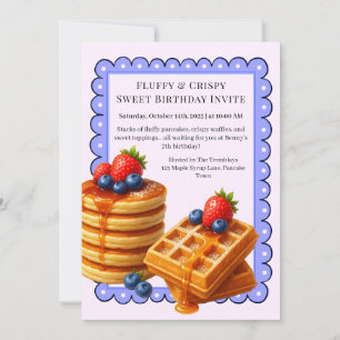 Invitation Fête d'anniversaire Brunch Crêpes et gaufres