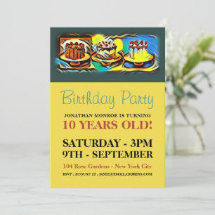 Invitation Fête d'anniversaire Cake Art Jazz