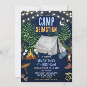Invitation Fête d'anniversaire Camping Sauvage