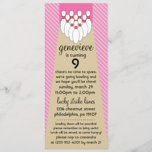 Invitation Fête d'anniversaire chanceuse de bowling de grève