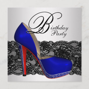 Invitation Fête d'anniversaire chaussure à talon haut noir et