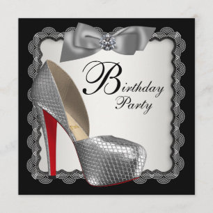 Invitation Fête d'anniversaire chaussure à talon haut noir et
