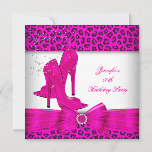 Invitation Fête d'anniversaire chaussure à talon haut rose vi