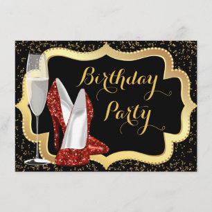 Invitation Fête d'anniversaire chaussure rouge à talon haut