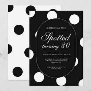 Invitation Fête d'anniversaire chic à pois tachetés pour 30 a