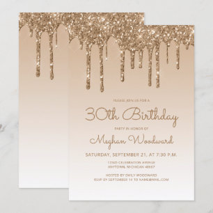 Invitation Fête d'anniversaire chic avec gouttes de paillette