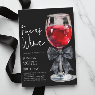 Invitation Fête d'anniversaire chic avec nœud noir 26 ans Fin