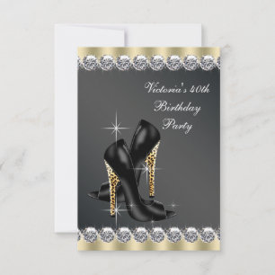 Invitation Fête d'anniversaire Chic Black