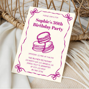 Invitation Fête d'anniversaire Chic Cream & Purple Macaron 30