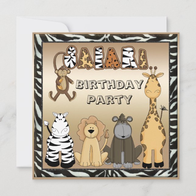 Invitation Fête d'anniversaire chic d'animaux mignons de (Devant)