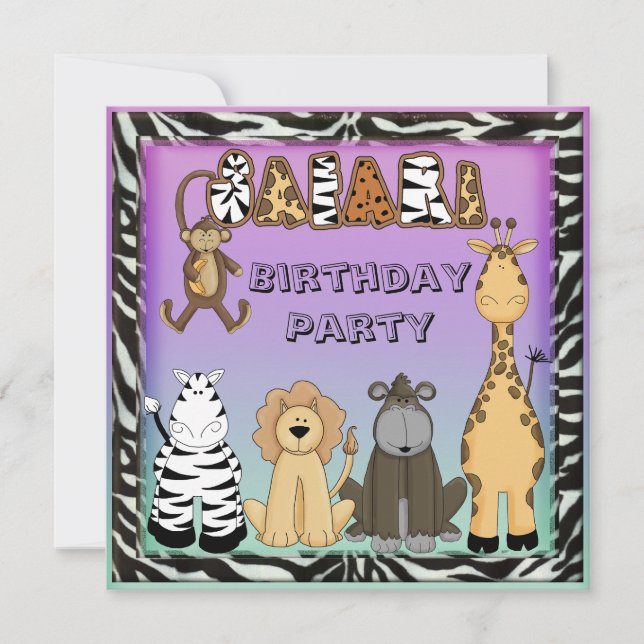 Invitation Fête d'anniversaire chic d'animaux mignons de (Devant)
