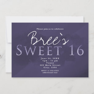 Invitation Fête d'anniversaire chic et élégant SWEET 16 viole