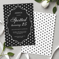 Fête d'anniversaire chic noire à pois tachetés 25 