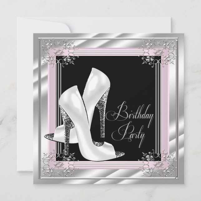 Invitation Fête d'anniversaire chic rose pâle (Devant)