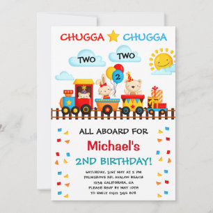 Invitation Fête d'anniversaire Chugga Chugga Two Train 2ème g