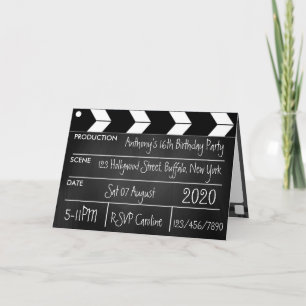 Invitation Fête d'anniversaire cinéma soirée cinéma tableau c