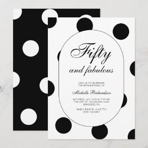 Invitation Fête d'anniversaire cinquantième Polka Dot Fifty a