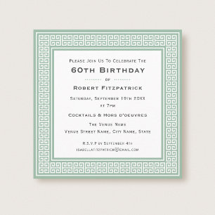 Invitation Fête d'anniversaire classique 60 ans à bordure gre
