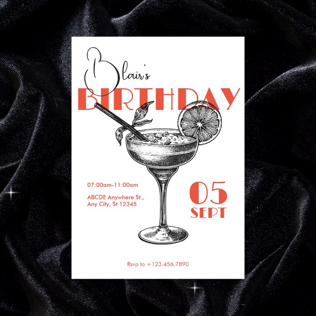 Invitation Fête d'anniversaire cocktail  (Créateur téléchargé)