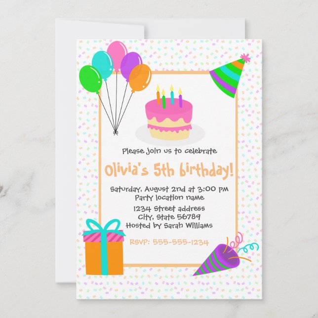 Invitation Fête d'anniversaire colorée (Devant)