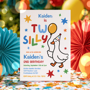 Invitation Fête d'anniversaire colorée de 2 ans pour deux gar