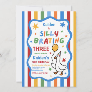 Invitation Fête d'anniversaire colorée de 3 ans pour le garço