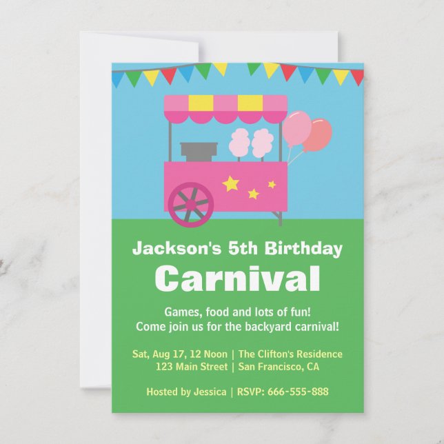 Invitation Fête d'anniversaire colorée de carnaval de (Devant)