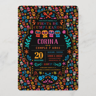 Invitation Fête d'anniversaire colorée de Coco