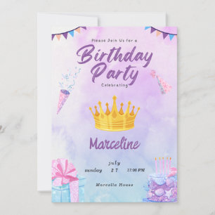 Invitation Fête d'anniversaire colorée et joueuse Convient po