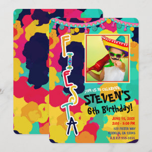 Invitation Fête d'anniversaire Colorée Fiesta de peinture Pho