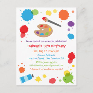 Invitation Fête d'anniversaire colorée pour enfants avec écla