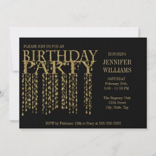 Invitation Fête d'anniversaire   Confetti Parties scintillant