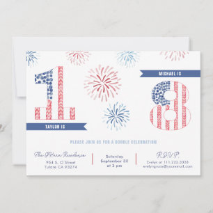 Invitation Fête d'anniversaire conjointe des enfants avec feu