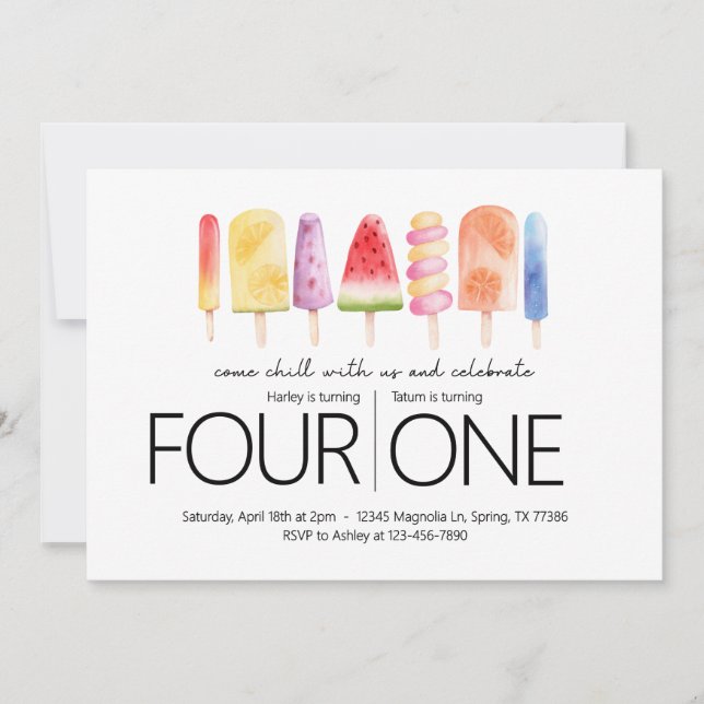 Invitation Fête d'anniversaire conjointe - Thème de la fête p (Devant)