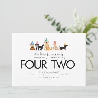 Invitation Fête d'anniversaire conjointe - Thème de pawty