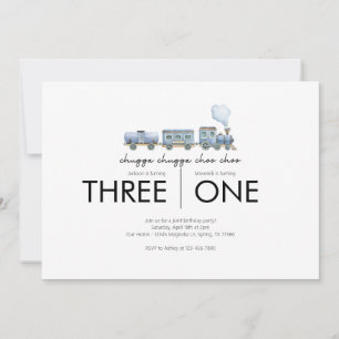Invitation Fête d'anniversaire conjointe - Thème du train
