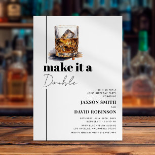 Invitation Fête d'anniversaire conjointe Whiskey Double Celeb