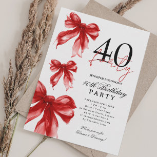 Invitation Fête d'anniversaire Coquette Arc-en-ciel Rouge 40