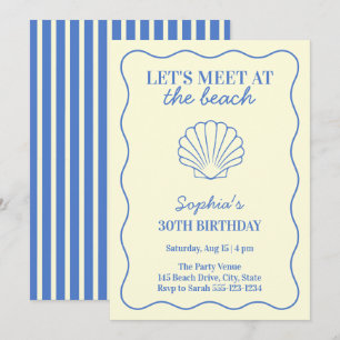 Invitation Fête d'anniversaire côtière rétro d'été 30 ans