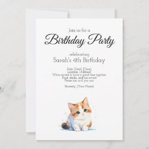 Invitation fête d'anniversaire, couleur de l'eau bébé calico 