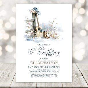 Invitation Fête d'anniversaire Country et Western 16 ans