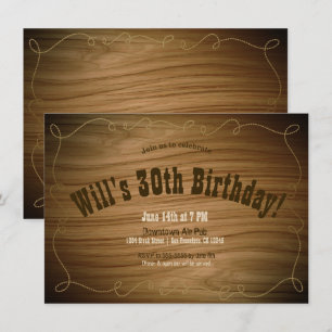 Invitation Fête d'anniversaire country western rustique cow-b