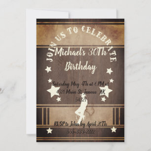 Invitation Fête d'anniversaire cow-boy chevauchant un cheval