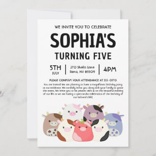 Invitation Fête d'anniversaire Cow Squishmallow
