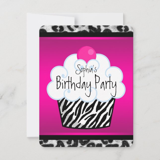Invitation Fête d'anniversaire Cupcake pour filles (Devant)