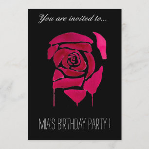 Invitation Fête d'anniversaire d'adolescence gothique rose