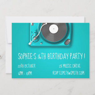 Invitation Fête d'anniversaire d'adolescente rétro cool funky
