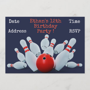 Invitation Fête d'anniversaire d'adolescents de bowling